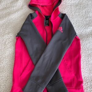 Adidas Girls Pink Zip Front Lightweight Jacket